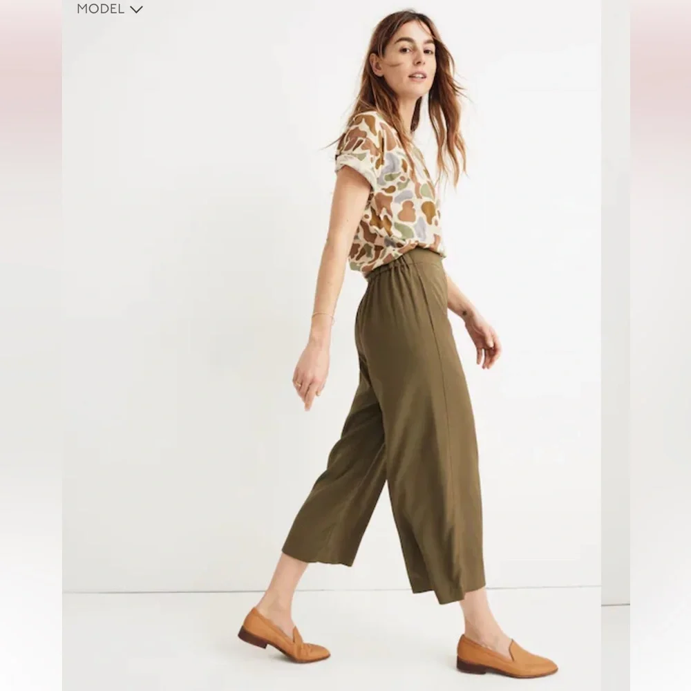 Madewell Huston Pull On Crop Pants size L in Kale - Picture 2 of 7